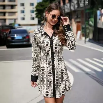 Женское осенне-зимнее платье с застежкой в один ряд и длинными рукавами S синий