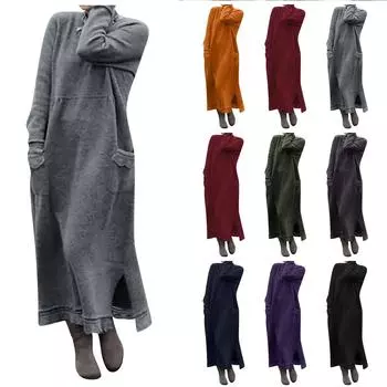 Женское осенне-зимнее платье-свитер, облегающее платье с юбкой на бедрах, повседневное платье XXL армия зеленый