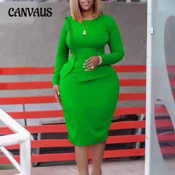 Женское осенне-зимнее платье Темперамент Элегантные офисные платья больших размеров S белый