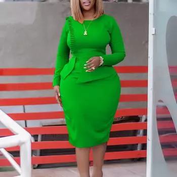 Женское осенне-зимнее платье Темперамент Элегантные офисные платья больших размеров S белый