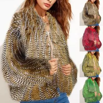 Женское осенне-зимнее плюшевое теплое пальто-кардиган с длинными рукавами S зелёный