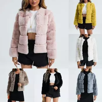 Женское осенне-зимнее плюшевое теплое пальто-кардиган с длинными рукавами XXXL чёрный