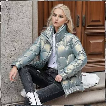 Женское осенне-зимнее пуховое хлопковое пальто, новое блестящее зимнее короткое хлопковое пальто, не требующее стирки, модная трендовая утолщенная маленькая хлопковая куртка L