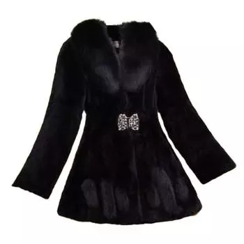 Женское осенне-зимнее сплошное толстое плюшевое пальто с лацканами и длинными рукавами, эластичная резинка на талии и пряжкой, теплое пальто из искусственного меха 3XL белый