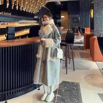 Женское осенне-зимнее свободное большое пальто, длинное хлопковое пальто XL