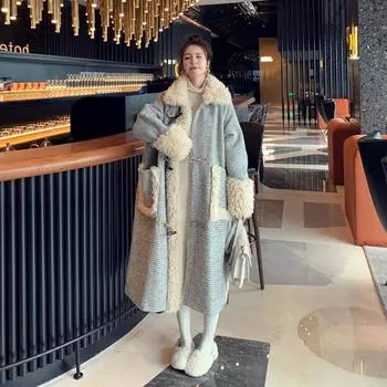 Женское осенне-зимнее свободное большое пальто, длинное хлопковое пальто S