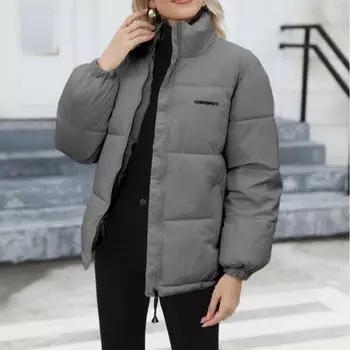 Женское осенне-зимнее теплое пальто большого размера, однотонное пальто, женская куртка с хлопковой подкладкой S чёрный