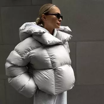 Женское осенне-зимнее теплое пальто, толстые парки, парки с длинным рукавом, женские уличные модные толстовки с капюшоном, женская куртка с хлопковой подкладкой S светло-серый