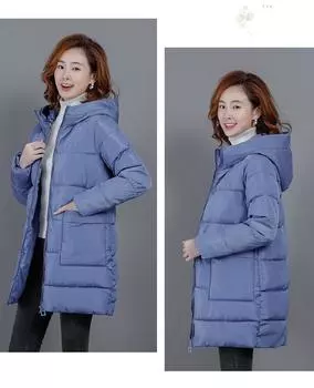 Женское осенне-зимнее ветрозащитное пальто миди с капюшоном и большим карманом, куртка-пуховик, парки с хлопковой подкладкой, теплая верхняя одежда M красный