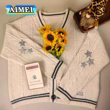 Женское осеннее эластичное свободное покрой вязаное пальто с v-образным вырезом и v-образным вырезом, кардиган, зимняя одежда, свитер, роскошная корейская одежда Mujer