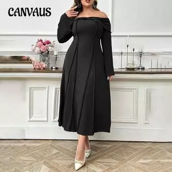 Женское осеннее элегантное интеллектуальное платье Royal Sister Temperament с воротником-стойкой и средней длиной 1XL чёрный