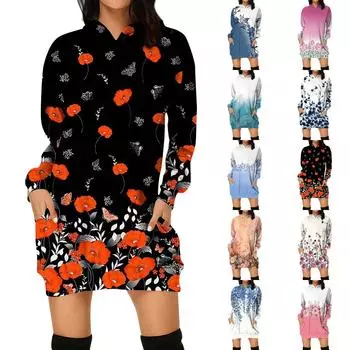 Женское осеннее и зимнее платье-толстовка с капюшоном, платье с принтом на Хэллоуин L розовый