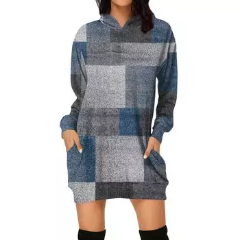 Женское осеннее и зимнее платье-толстовка с капюшоном, платье с принтом на Хэллоуин XL