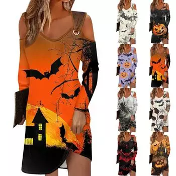 Женское осеннее и зимнее повседневное модное длинное платье с v-образным вырезом и длинным рукавом с принтом и карманом XXL красный