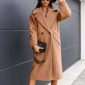 Женское осеннее и зимнее повседневное утепленное теплое пальто средней длины с длинными рукавами S серый