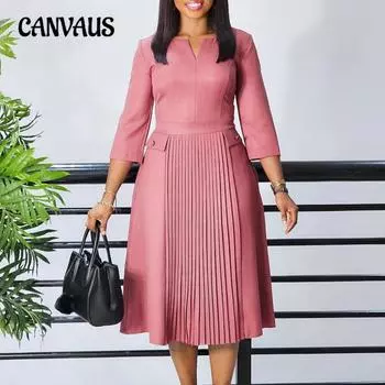 Женское осеннее новое модное элегантное плиссированное платье с однотонным принтом S розовый