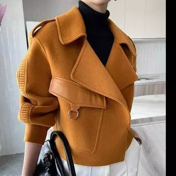 Женское осеннее пальто 2022, однотонные свободные короткие куртки с карманами, женские шерстяные и смесовые весенние шерстяные пальто для женщин XS