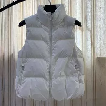 Женское осеннее пальто на белом утином пуху, куртка с подкладкой, жилет с воротником-стойкой, без рукавов, с карманом на молнии, утолщенное свободное универсальное однотонное изделие S красный