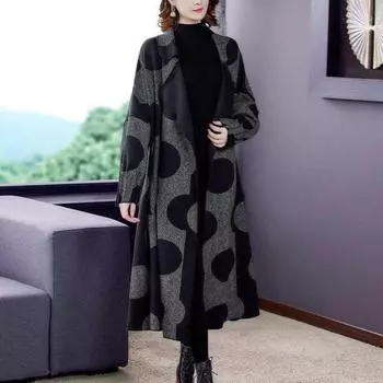 Женское осеннее пальто средней длины с воротником свободного покроя, повседневная куртка 5XL