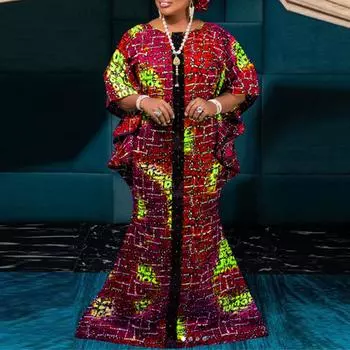 Женское осеннее платье большого размера с круглым вырезом и коротким рукавом с принтом M темно-розовый