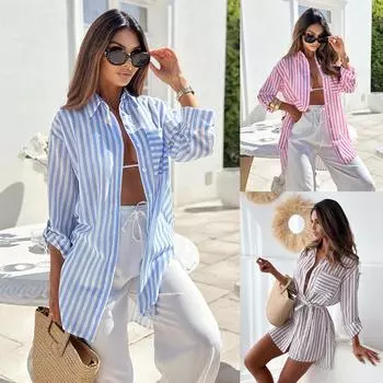 Женское осеннее платье-рубашка с цветочным принтом - повседневное платье миди с длинным рукавом и пуговицами S