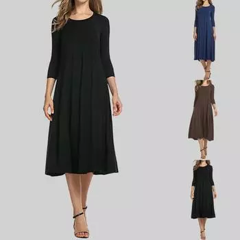 Женское осеннее платье с длинными рукавами и рюшами, женское повседневное однотонное облегающее вечернее платье