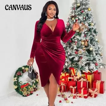 Женское осеннее платье Sense Sexy Socialite Design с V-образным вырезом и средней длиной 1XL бордовый