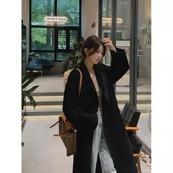 Женское осеннее повседневное шерстяное пальто средней длины XXXXL белый