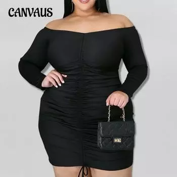 Женское осеннее сексуальное чистое ветровое платье New Line с вырезом-стойкой и запахом на ягодицах 1XL чёрный