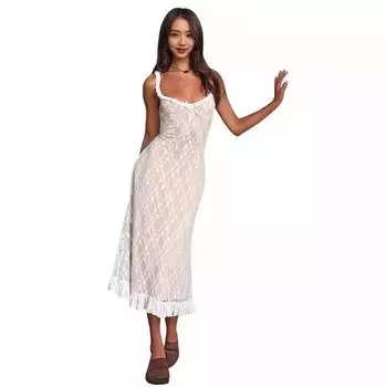 Женское осеннее сексуальное платье с V-образным вырезом и глубоким вырезом, кружевное, сетчатое, пэчворк, халтер S чёрный