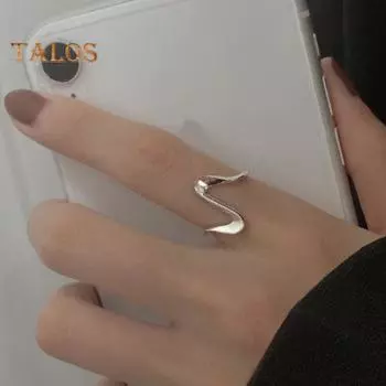 Женское открытое кольцо, регулируемое из нержавеющей стали, неправильная форма, полированное, однотонное, гладкое, антикоррозийное, на каждый день, для вечеринки, выпускного вечера, украшения на палец серебряный