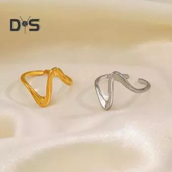 Женское открытое кольцо, регулируемое из нержавеющей стали, неправильная форма, полированное, однотонное, гладкое, антикоррозийное, на каждый день, для вечеринки, выпускного вечера, украшения на палец серебряный