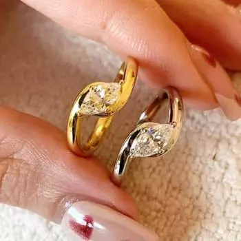 Женское открытое кольцо регулируемого размера с кубическим цирконием, золотое кольцо с гальваническим покрытием, гладкое витое украшение на палец для вечеринки, поездки на работу, банкета A золотистый