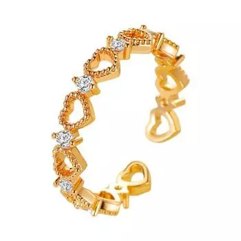 Женское открытое кольцо с любовным дизайном, ювелирный аксессуар золотистый