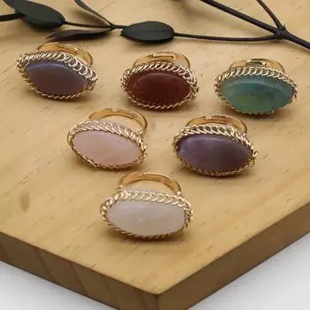 Женское открытое кольцо с намоткой из натурального камня, регулируемое кольцо для модных женщин, ювелирные изделия, подарки