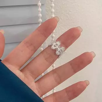 Женское открытое кольцо со скелетом, кружевом и цветами, 2024, простое, французское, легкое, роскошное, нишевое, на палец, кольцо