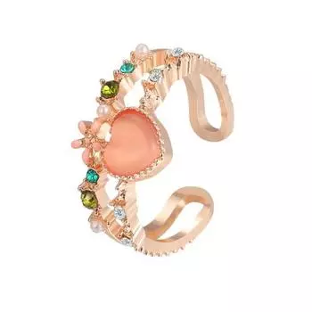 Женское открытое кольцо со стразами, цветком, фруктами, в форме сердца, полированное, для вечеринок, свиданий, костяшка A