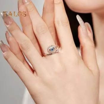 Женское открытое кольцо в форме глаза, декор со стразами, регулируемый полый сплав, полированный, гладкий, легкий, для свиданий, для повседневного выпускного вечера, для леди, кольцо на палец, ювелирные изделия на костяшке пальца золотистый