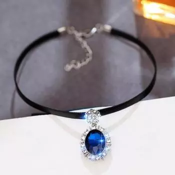 Женское овальное ожерелье-чокер с имитацией кристаллов и стразами, регулируемая удлинительная цепочка, короткое ожерелье, ювелирные аксессуары чёрный