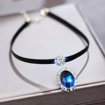 Женское овальное ожерелье-чокер с имитацией кристаллов и стразами, регулируемая удлинительная цепочка, короткое ожерелье, ювелирные аксессуары чёрный