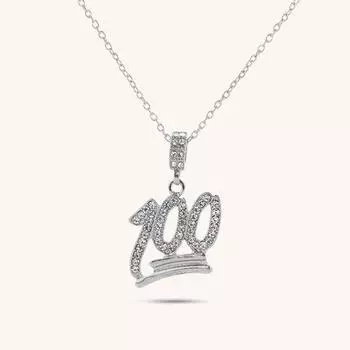 Женское ожерелье 100 очков Стразы Мужчины Женщины Хип-хоп Ожерелье с номером для банкета белый