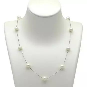 Женское ожерелье AAAA, круглое ожерелье из натурального белого пресноводного жемчуга, простое ожерелье из стерлингового серебра 925 пробы, ожерелье с жемчугом высокого качества 42cm