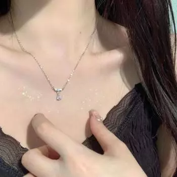 Женское ожерелье, элитное изысканное блестящее циркониевое ожерелье в форме капли воды, женский кулон