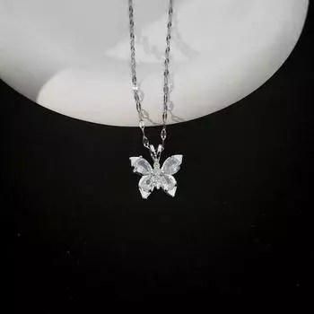 Женское ожерелье-бабочка, высококлассное, простое и универсальное, темпераментное, инкрустированное цирконом, цепочка для ключицы, ювелирное изделие
