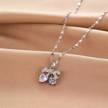 Женское ожерелье-бант с бриллиантами, Легкая роскошь, Простой темперамент, Универсальная цепочка на ключицу, Ювелирные изделия