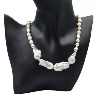Женское ожерелье, белое натуральное большое жемчужное ожерелье в стиле барокко, свадебное жемчужное ожерелье, женское массивное ожерелье, бесплатная доставка 40cm