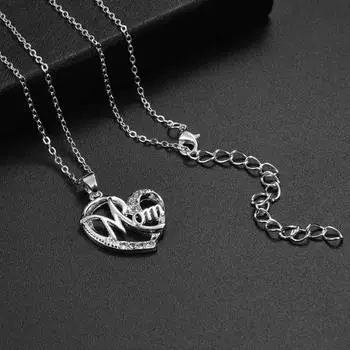 Женское ожерелье, блестящие стразы, инкрустация, кулон в форме сердца, элегантное украшение для ключицы с надписью «Мама» золотистый