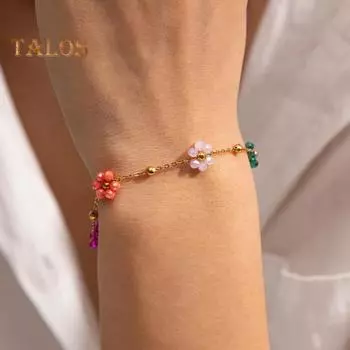 Женское ожерелье, браслет, красочный цветок, подвеска, регулируемая длина, милый стиль, выпускной, свадьба, вечеринка, шея и запястье, подарок на день рождения, годовщину A