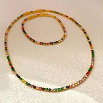 Женское ожерелье браслет красочный кубический цирконий застежка пряжка блеск металл праздничный подарок ежедневно A