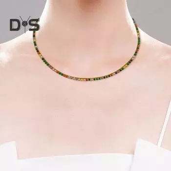 Женское ожерелье, браслет, разноцветный кубический цирконий, застежка-пряжка, блестящий металл, праздничный подарок, повседневное вечернее колье, наручные украшения A